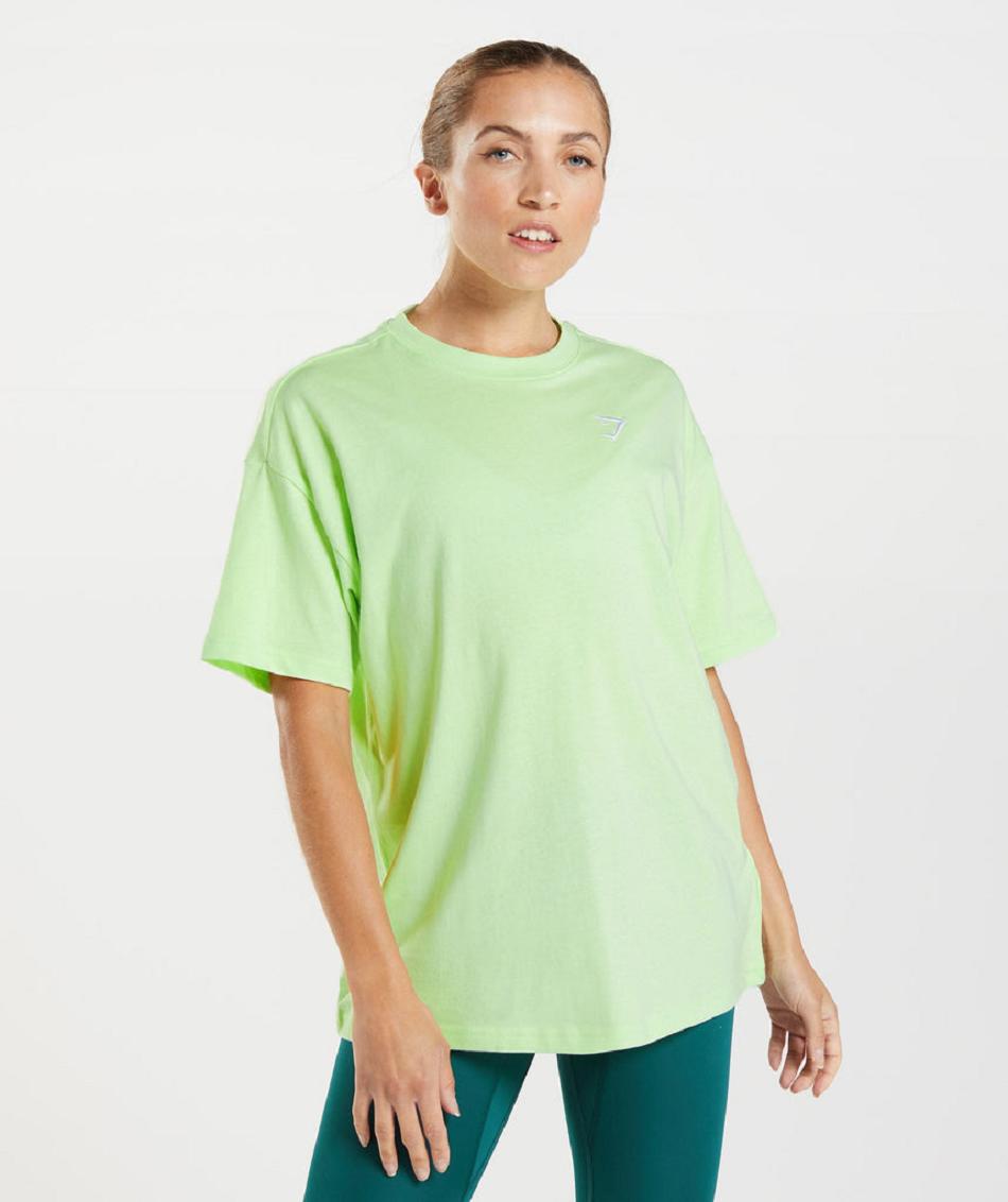 T Shirts Gymshark Entrenamiento Oversized Mujer Verde | CO 2264CTV